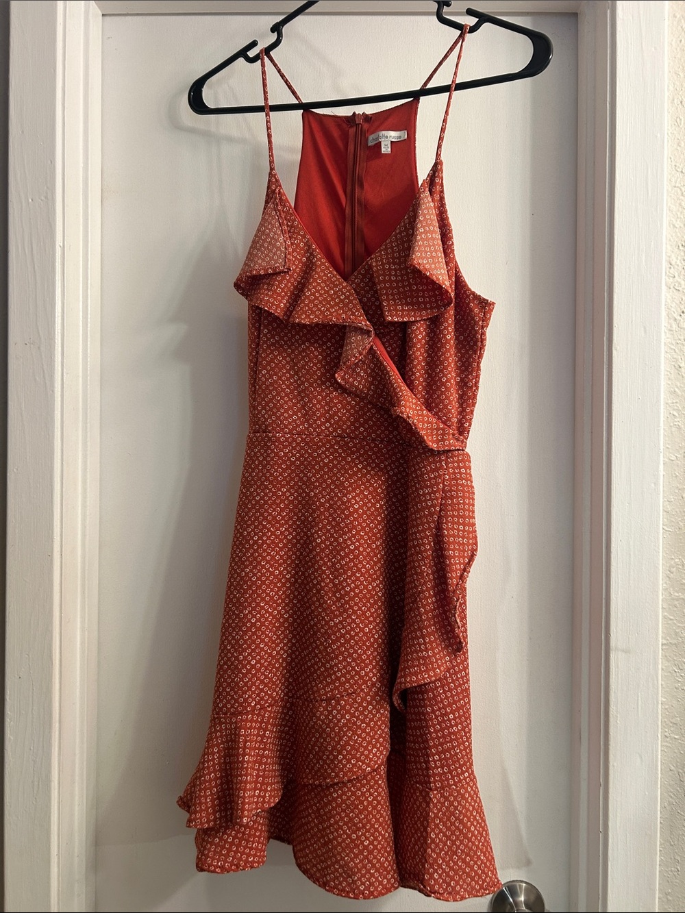 Charlotte Russe Rust Orange Ruffle Wrap Mini Dress